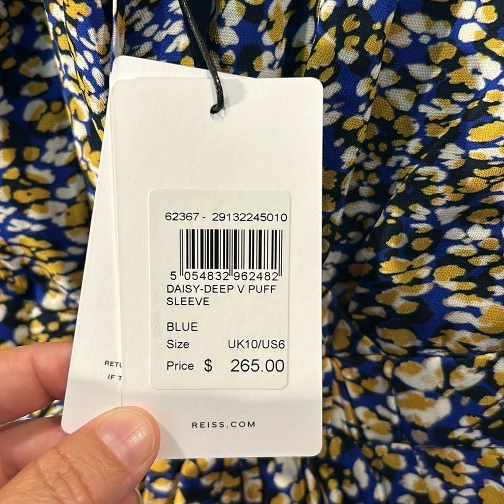 Reiss Daisy Deep V Puff Sleeve mini dress NWT from Bloomingdale’s - Picture 6 of 7